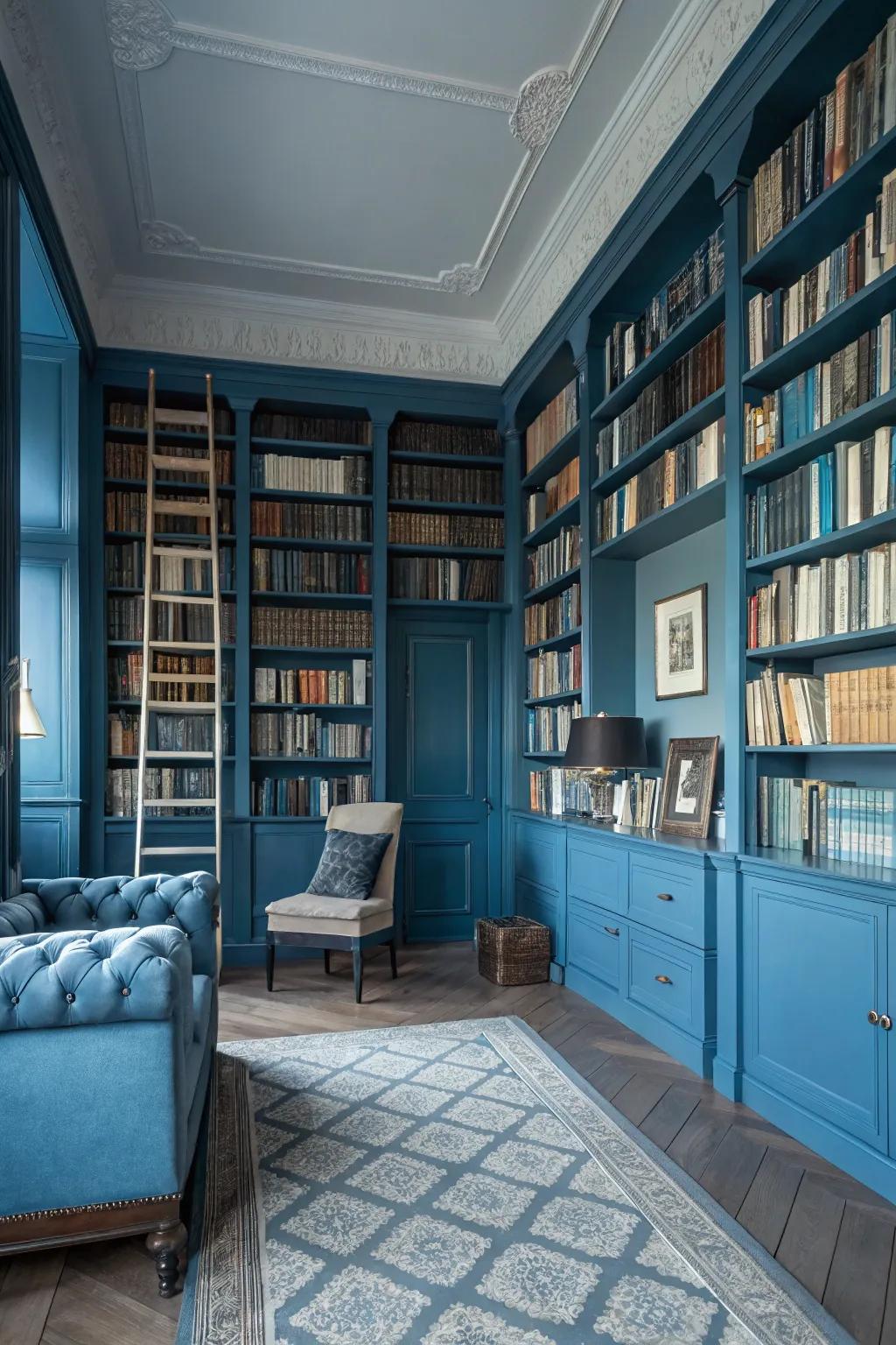 A monochrome palette forms a unified library aesthetic.