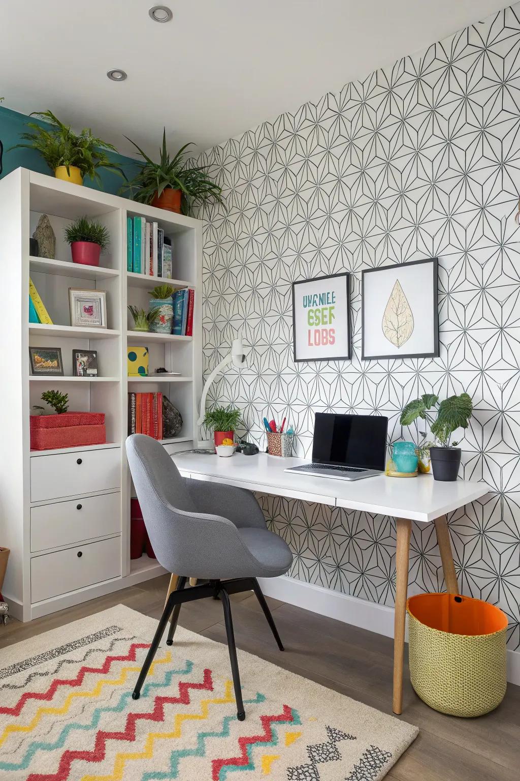 An accent wall supplements personality and a visual focal point.
