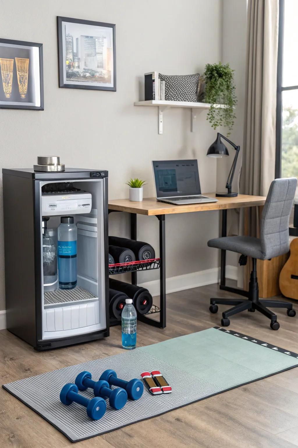 A refreshment station promotes hydration and comfort in your adaptable space.