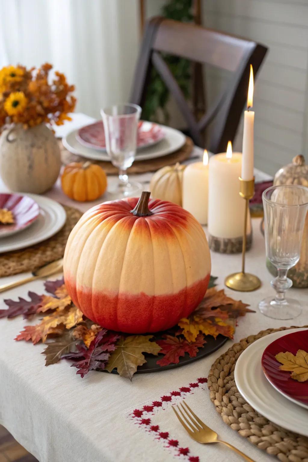 A gradated pumpkin that contributes a dash of elegance and design.