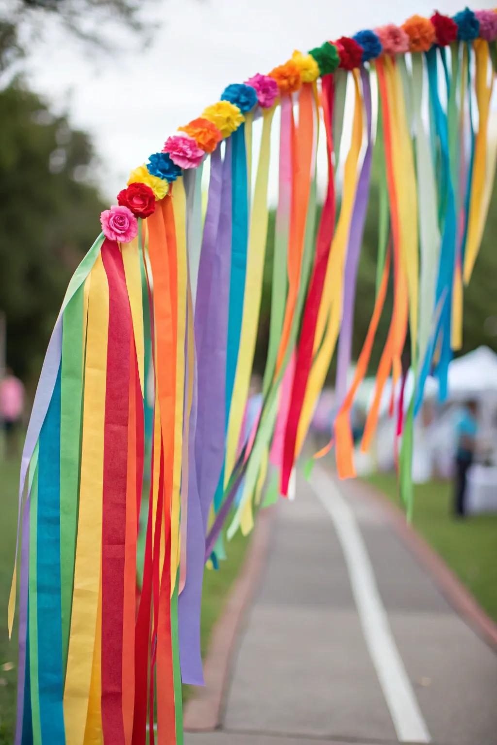 Receive attendees with a grand ribbon garland arch.