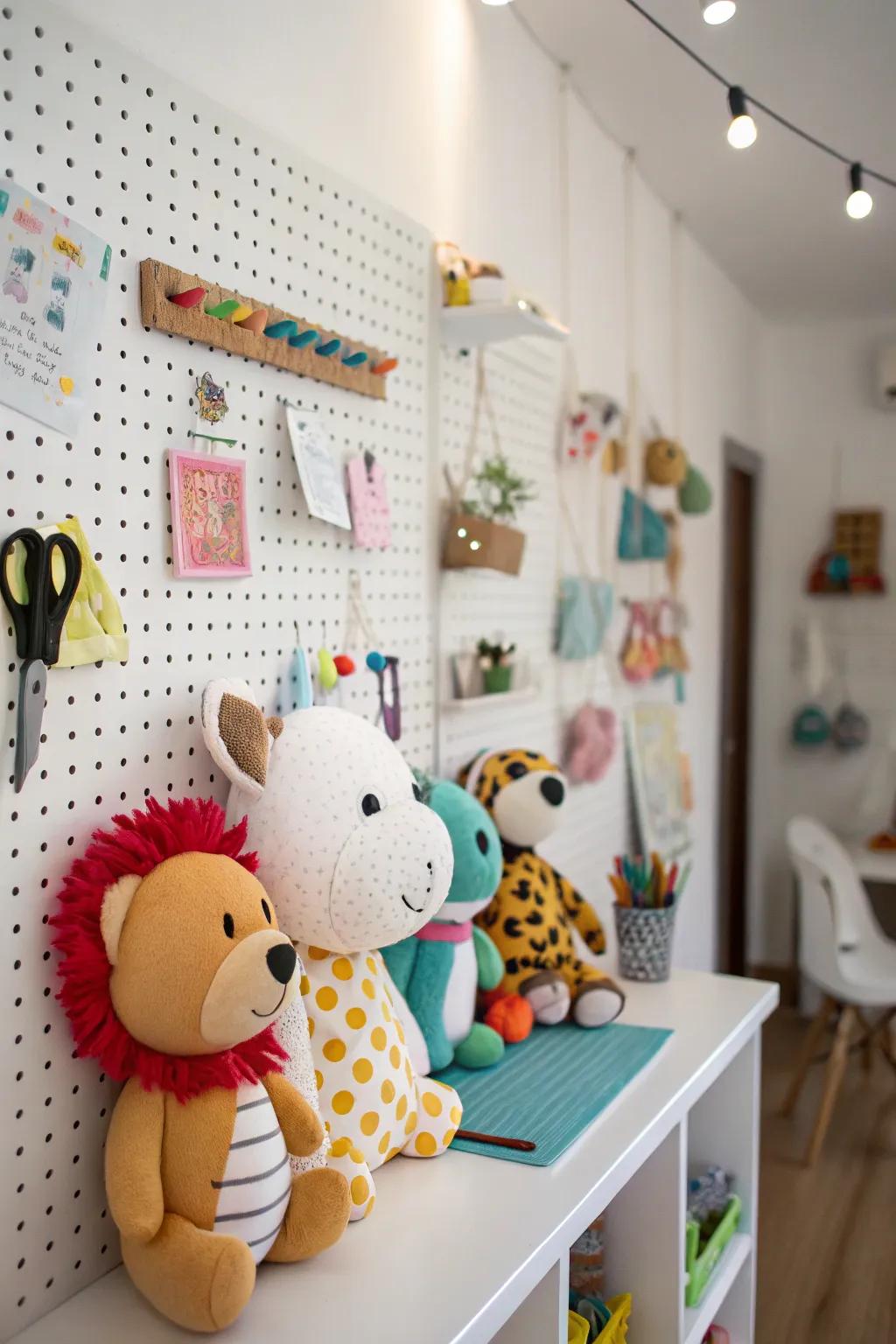Pegboards provide adaptable and creative storage solutions.