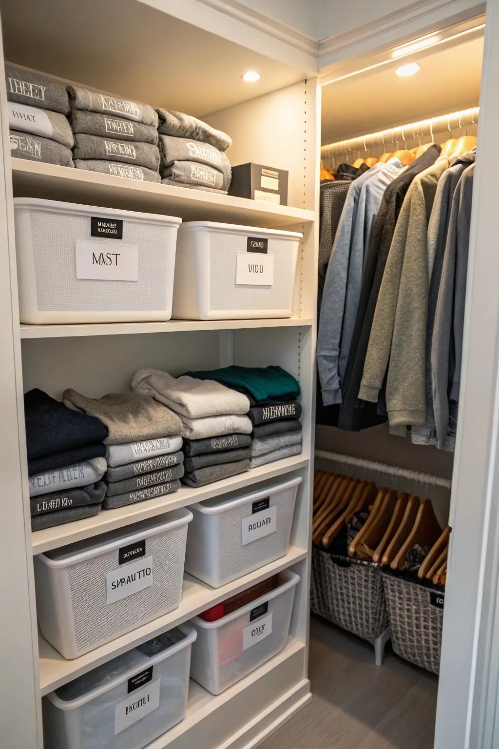 Labels simplify the task of locating and organizing your sweatshirt collection.