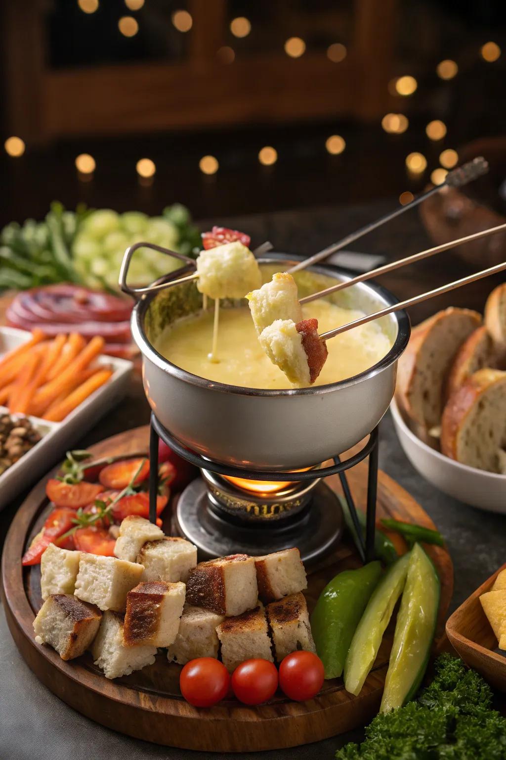A fun and engaging eating experience is offered by BBQ fondue.