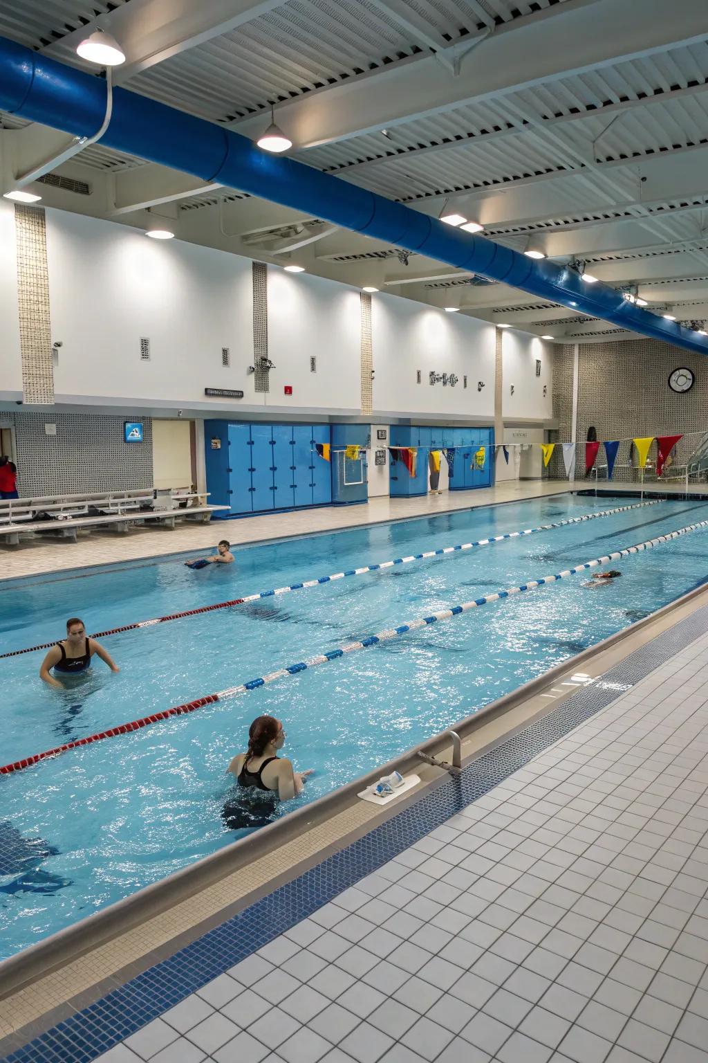 An interior pool featuring a specialized physical activity location