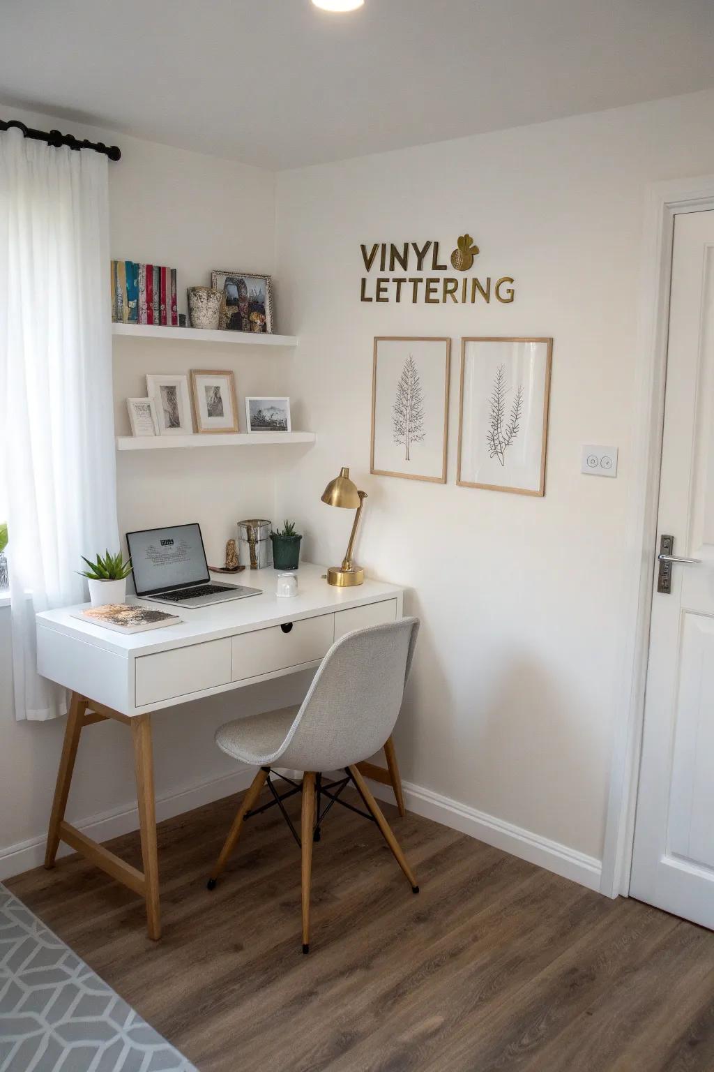 Retain elegance through minimalist vinyl typography.