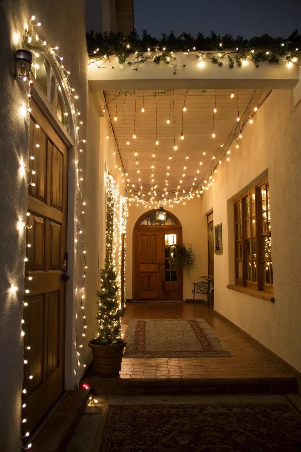 With fairy lights, transform your entryway into a welcoming area.
