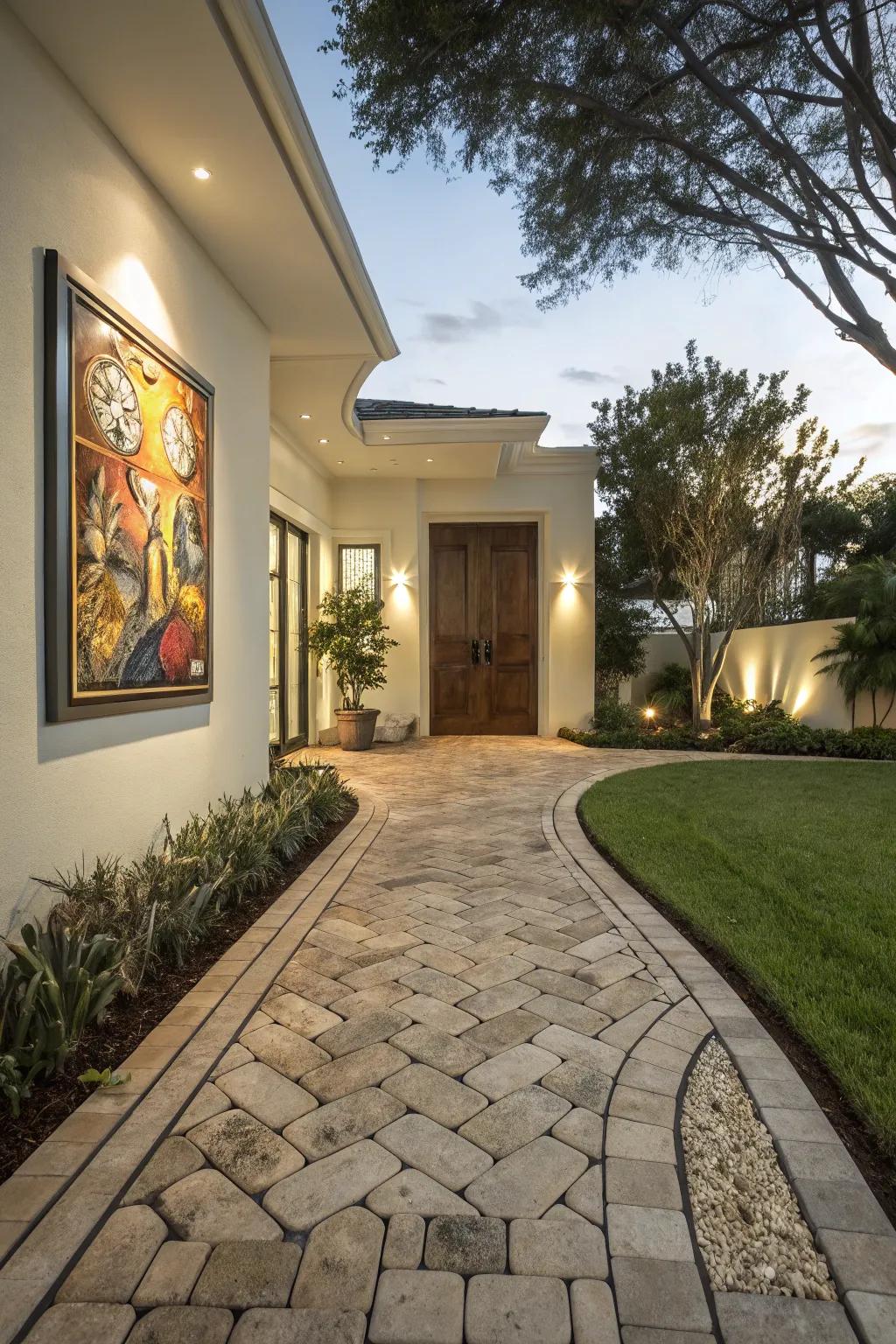 Art transforms this modular entrance into a captivating focal point.