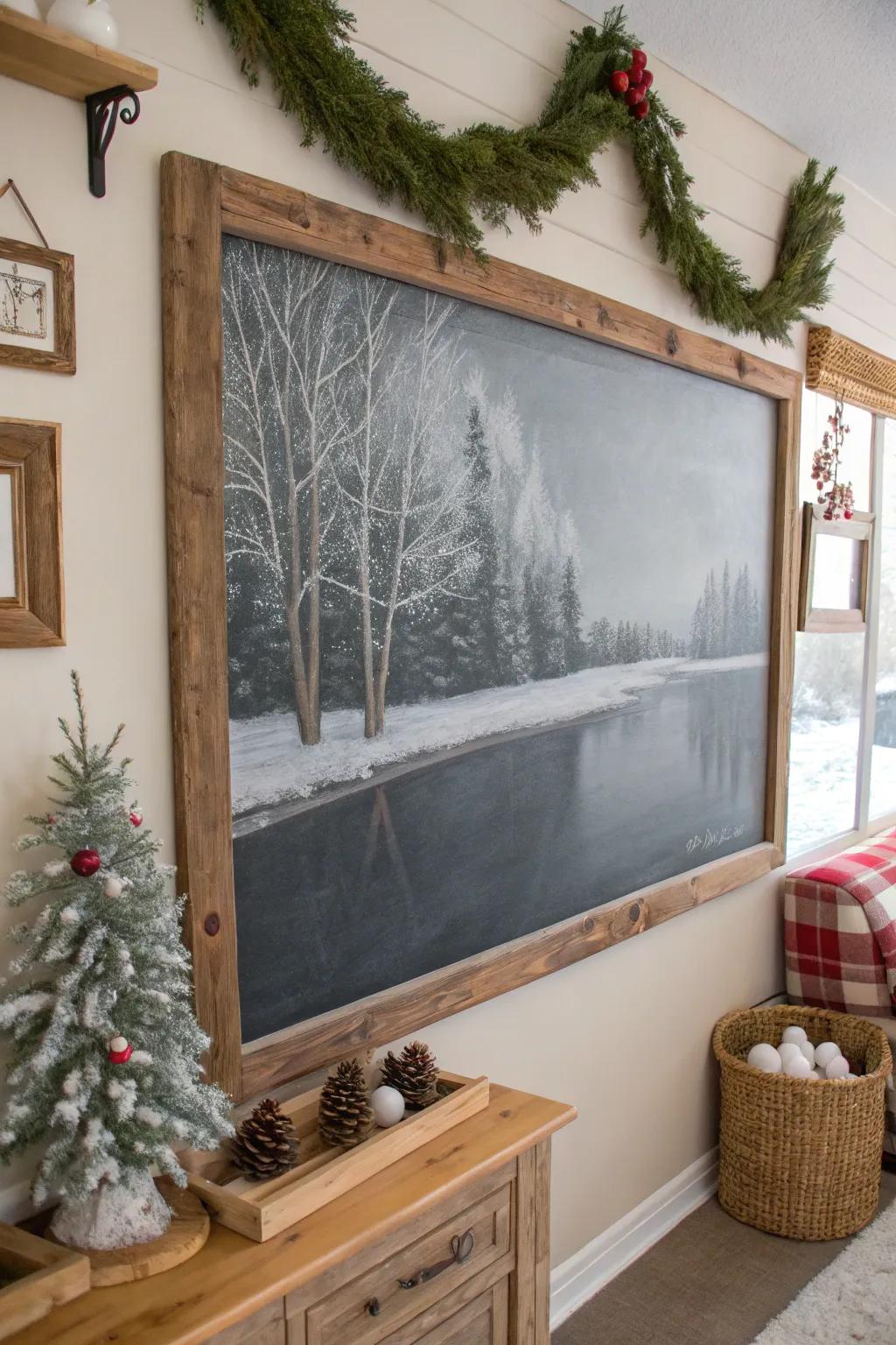 Invoke calmness through a solidified lake scene.