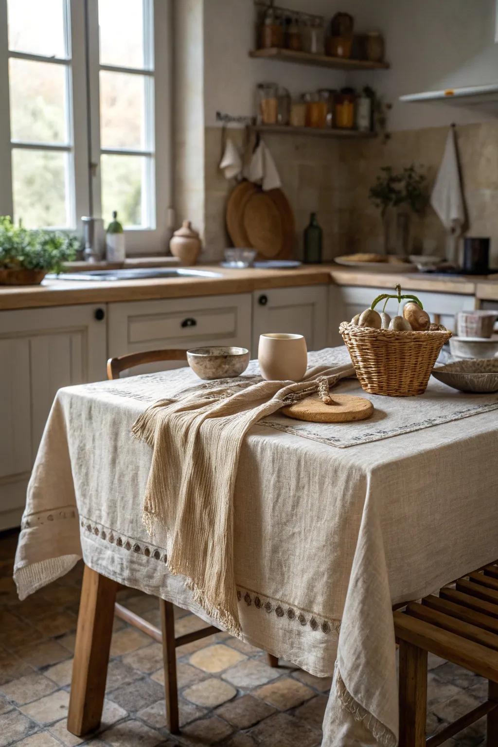 Tactile fabrics soften the room.