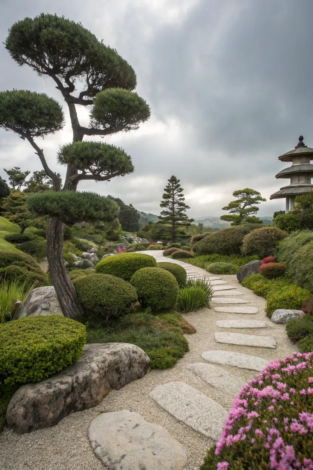 Artistic patterned flora fashioning a striking silhouette.