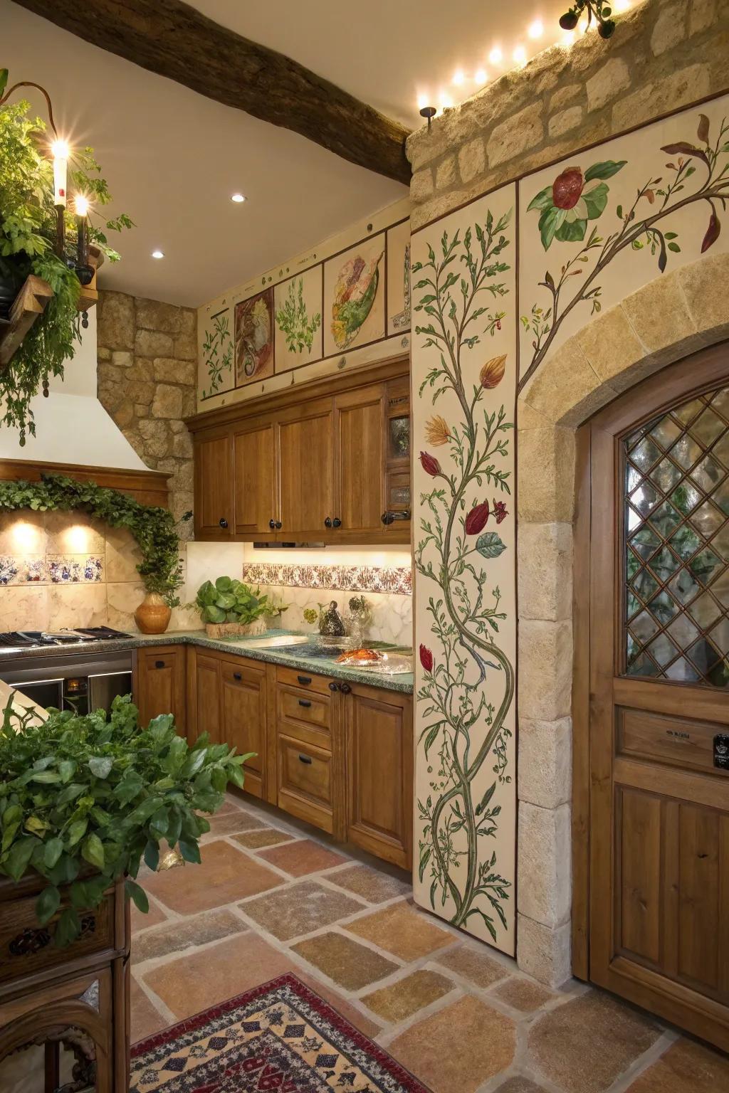 Natural scenic borders offer a serene, outdoor feel.