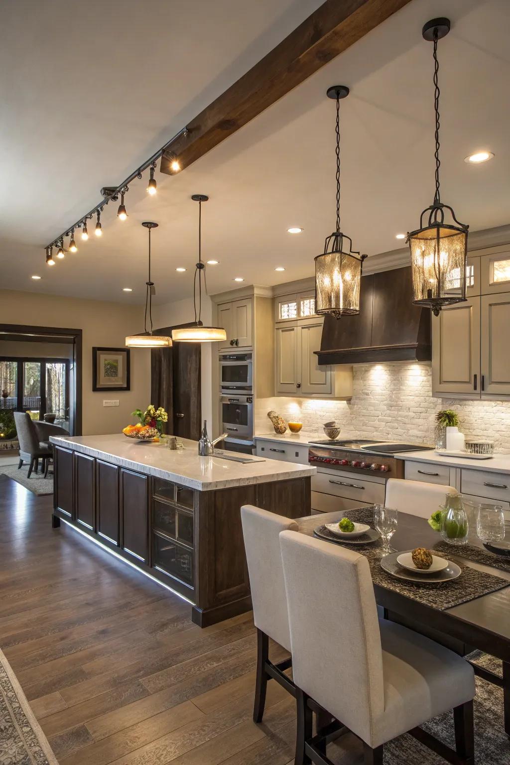 Incorporate depth using tiered lighting solutions.