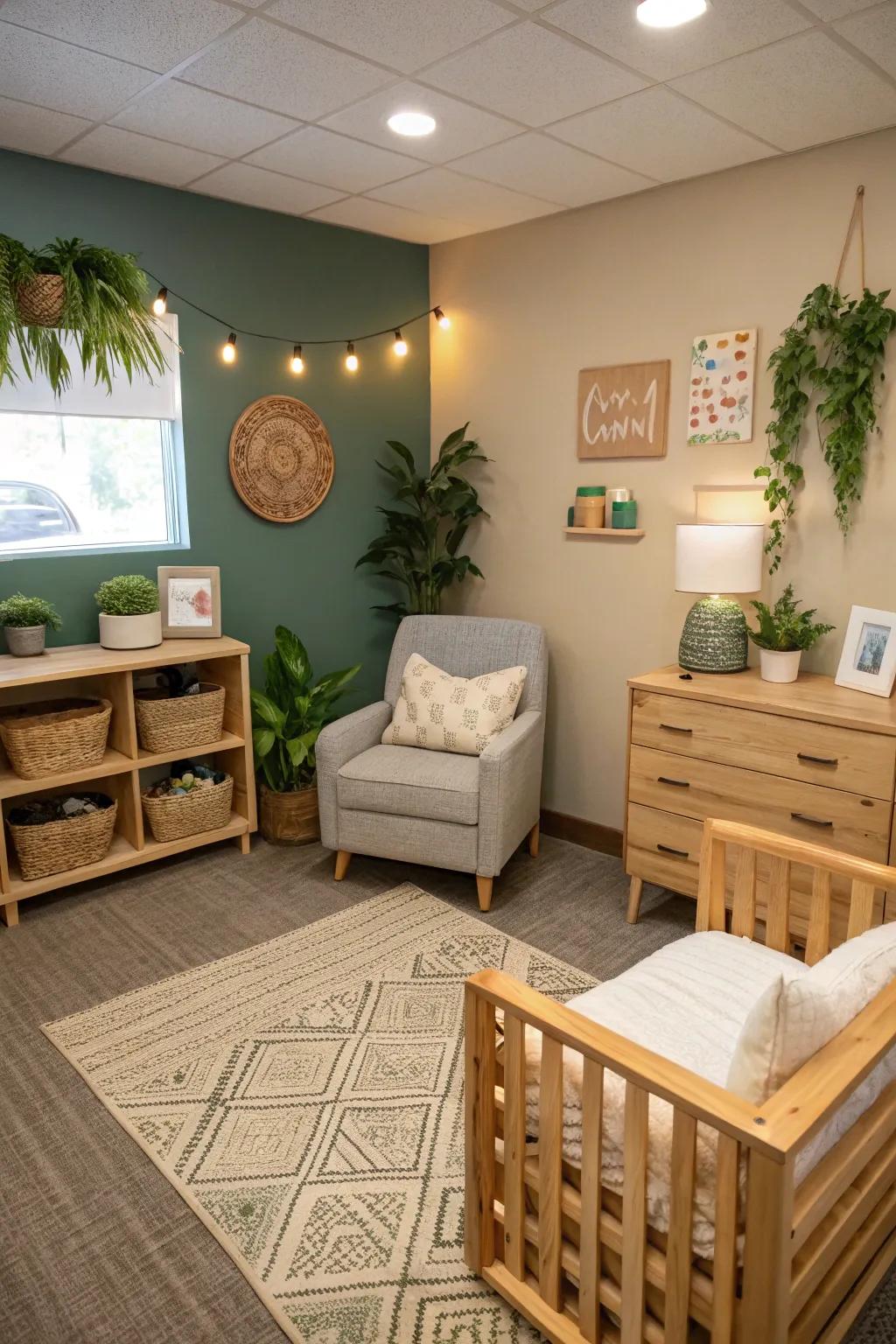 Earth-friendly fixtures showcase sustainable design.