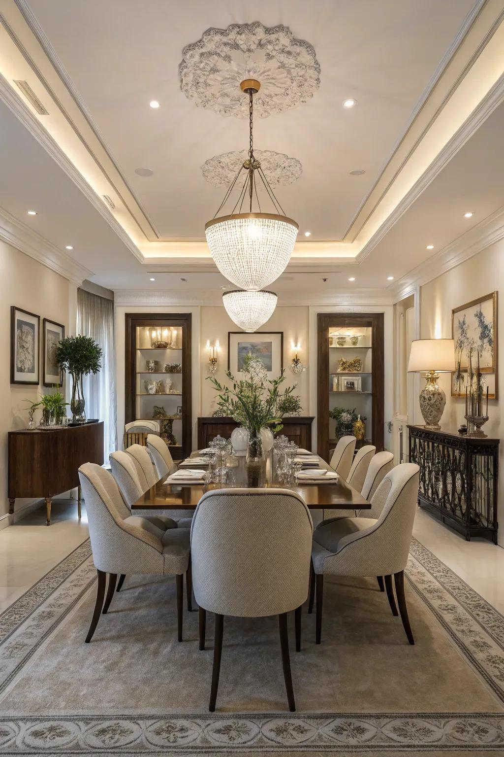 Balanced design that enhances the dining room’s harmony and aesthetic appeal.