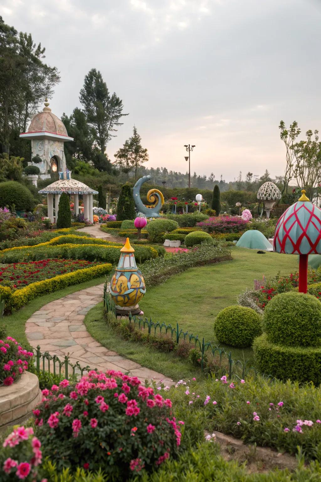 Artistic lawn ornaments infusing charm and personality into the garden.