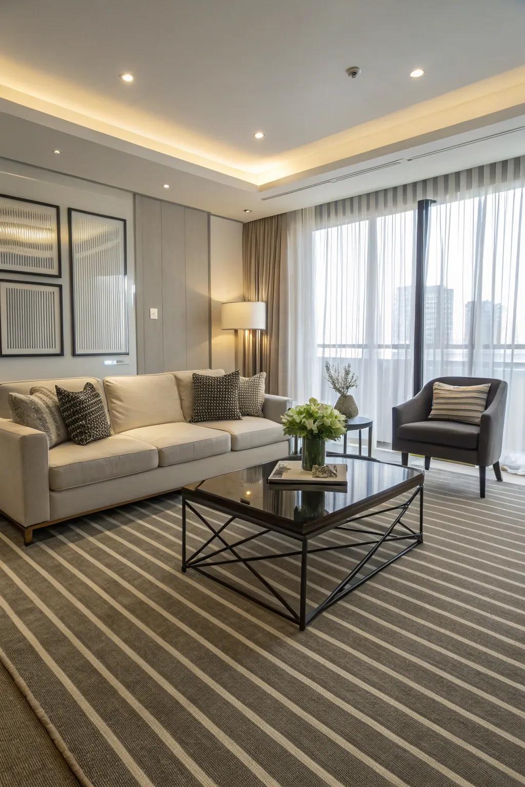 Bands cleverly enhance the perception of space.