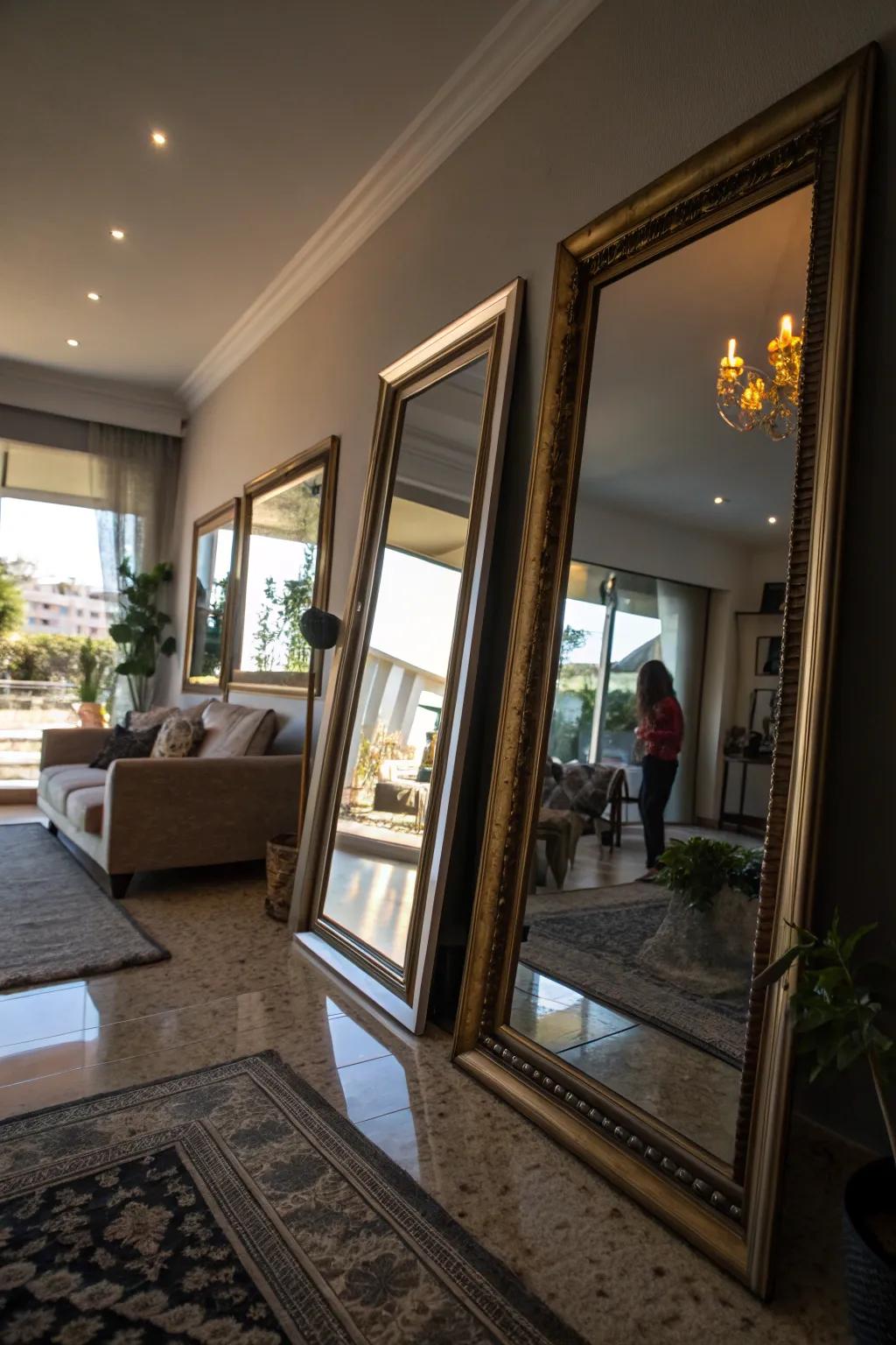 Glasses establish the illusion of a more expansive, more accessible family room space.