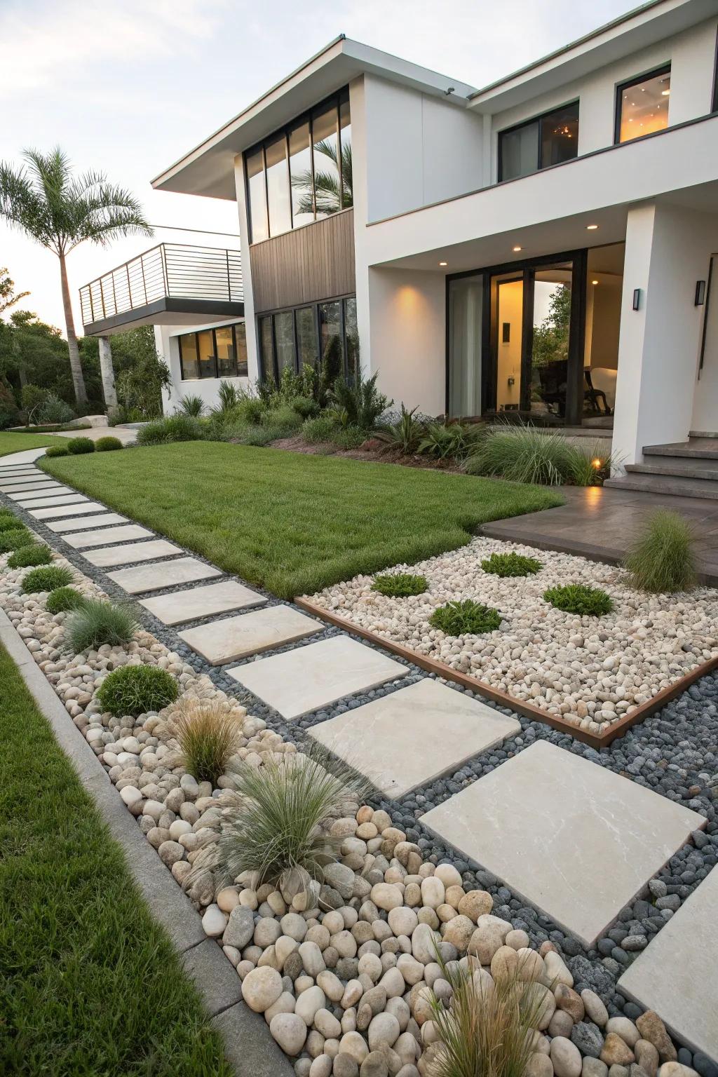Pebble beds affording richness and contemporary grace.