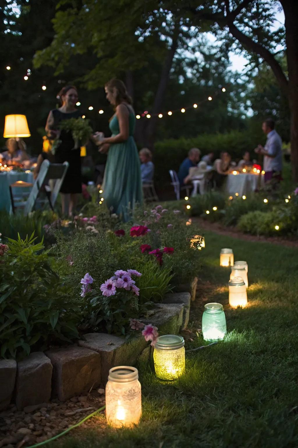 Illuminate the night using shine-in-the-absence glass jars.