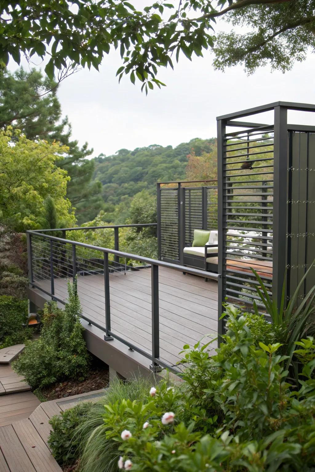 Seclusion panels offer privacy and seclusion to deck areas.