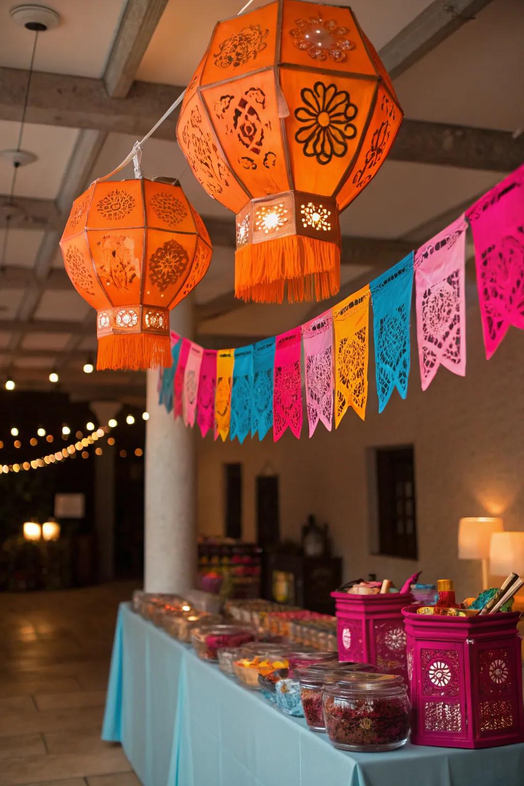 Illuminate your confectionery bar with Mexican illumination devices, introducing warmth and ambiance to your arrangement.