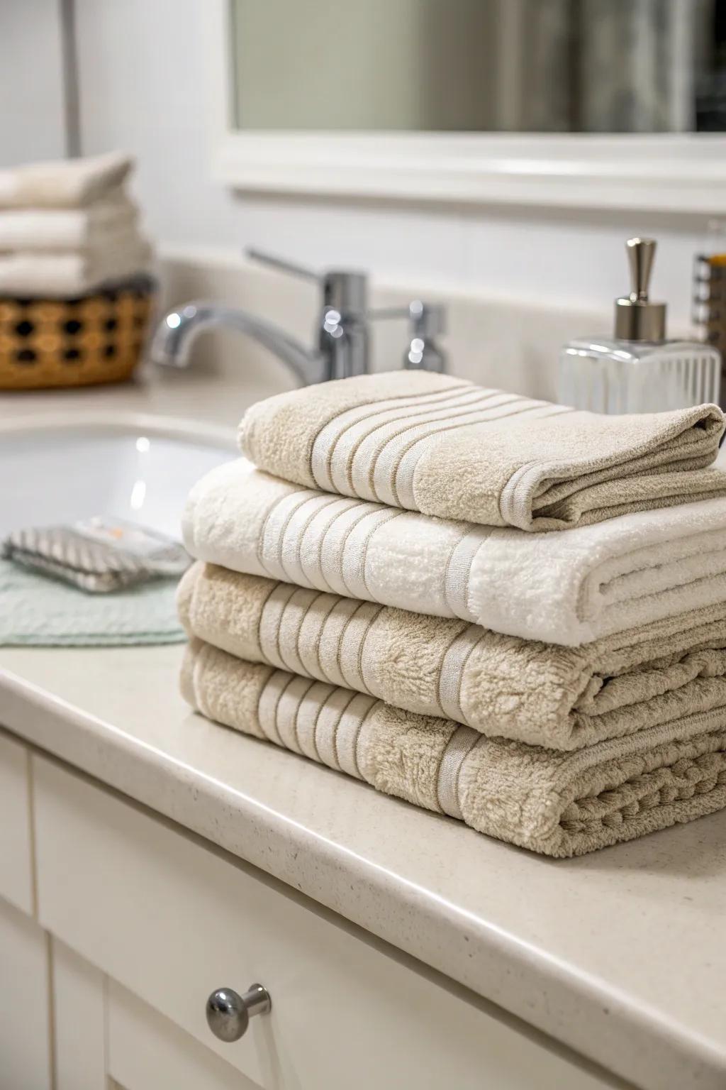 Stratified napkins add warmth and texture to the decor.
