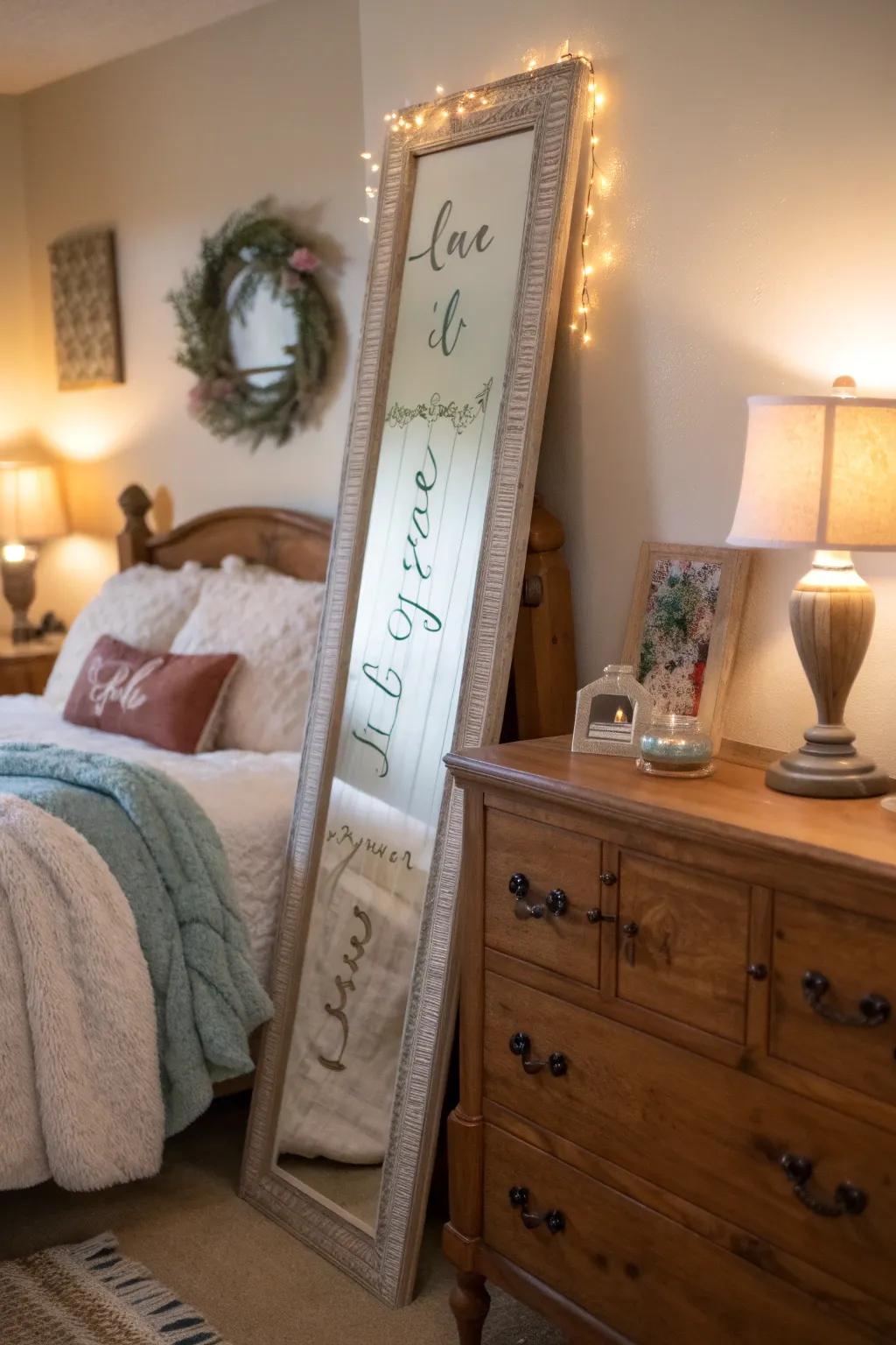 Adages and endorsements customize your mirror.