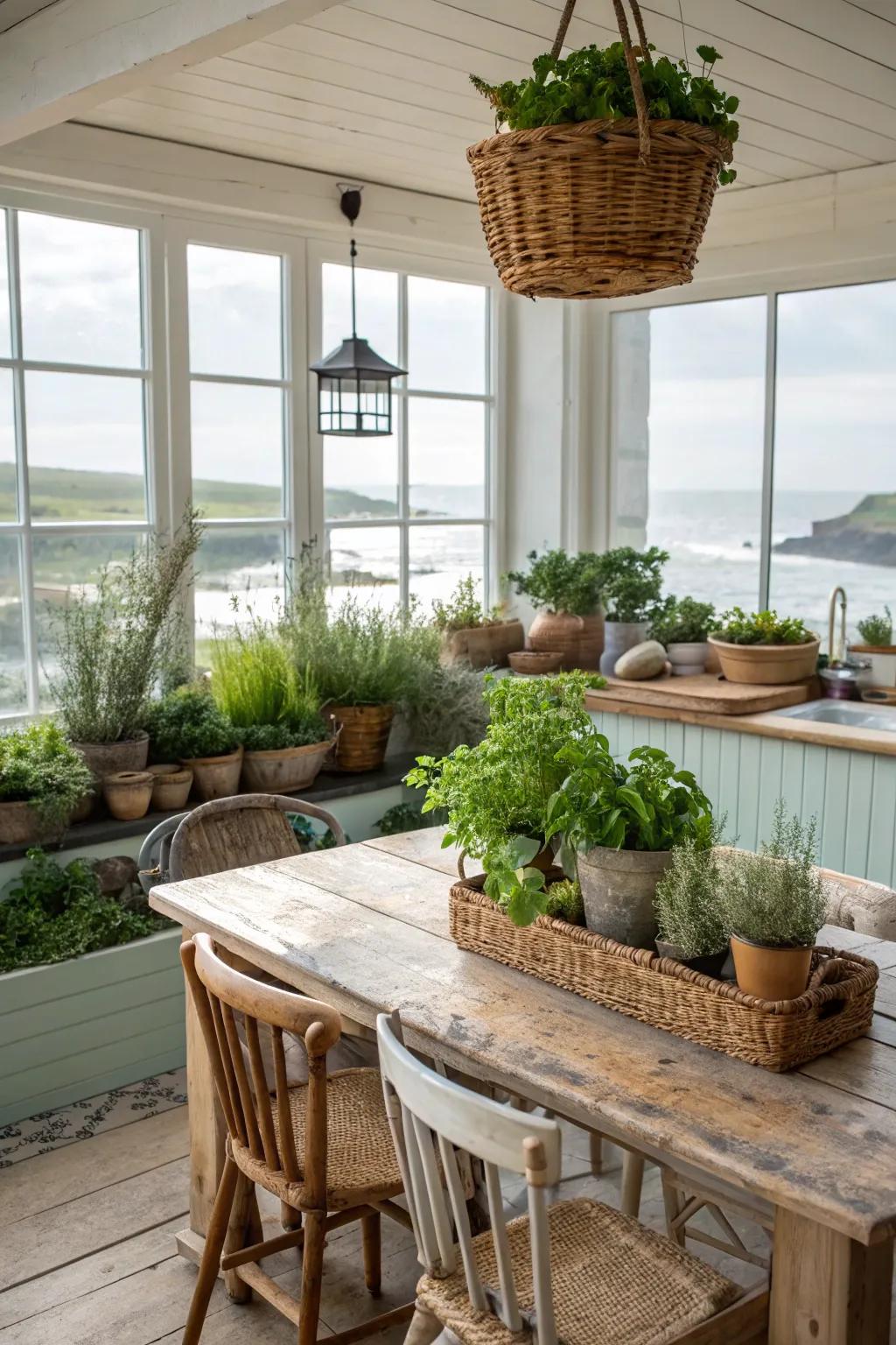 Plant life adds freshness and vitality to this kitchen.