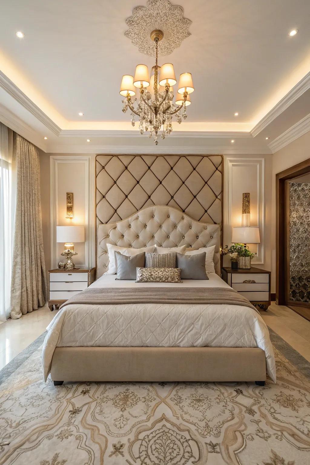 Remarkable headboards act as a remarkable point of interest in the room.