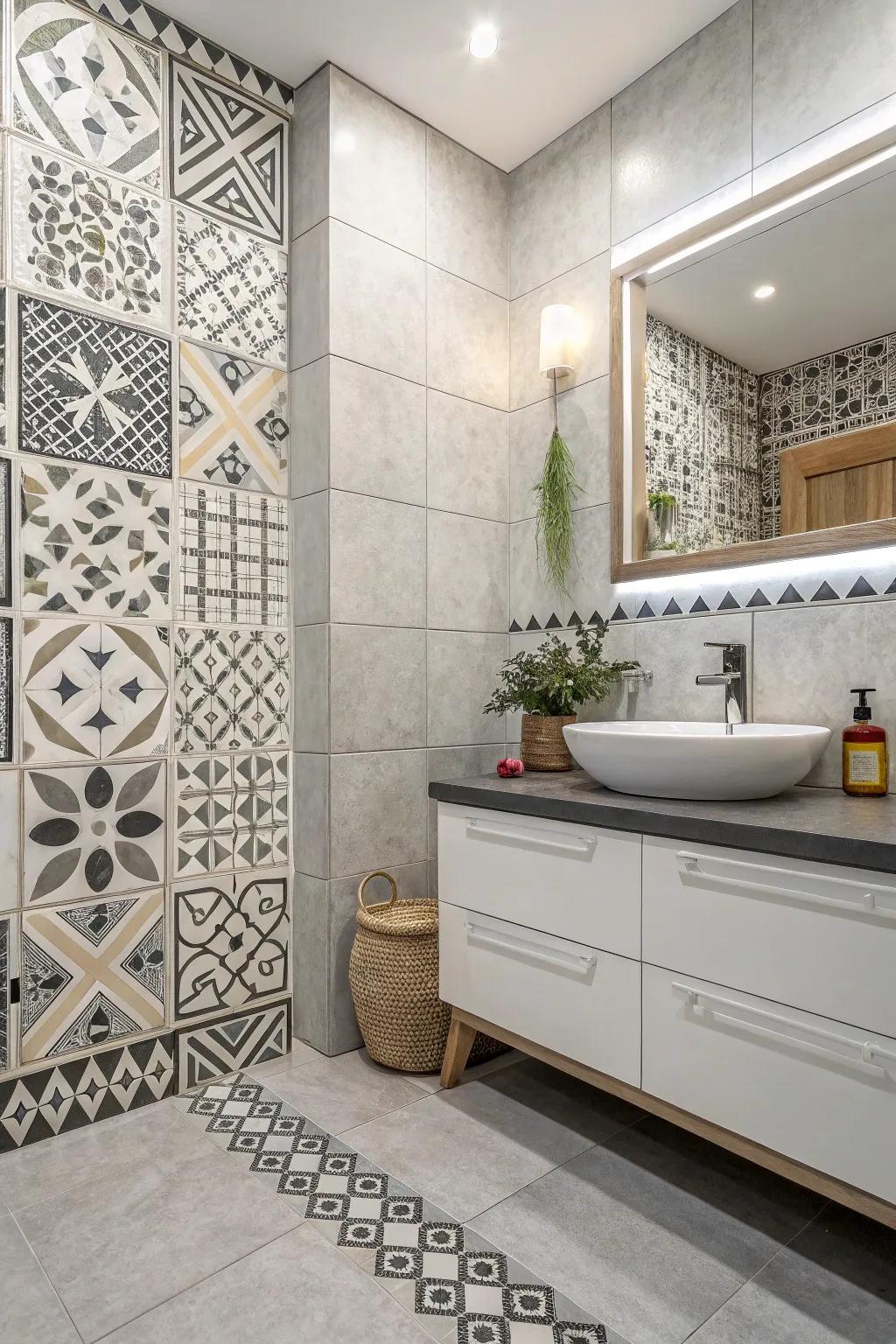 Geometric forms introduce a contemporary and artistic flair to the design.