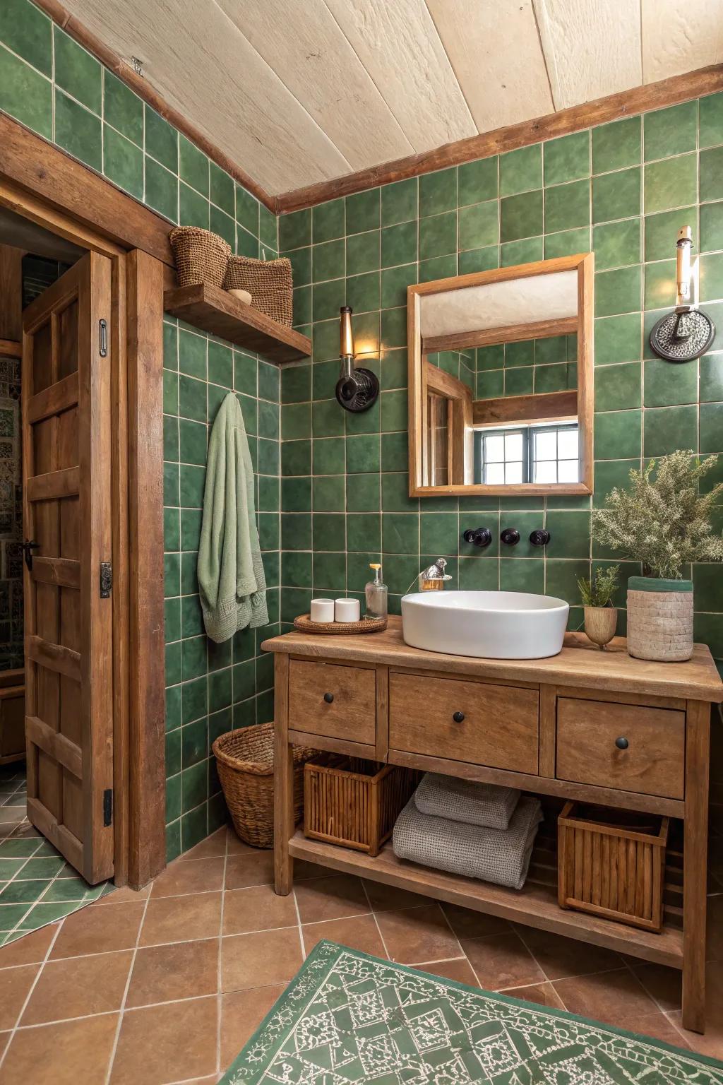 Rural charm with verdant baked clay tiles.