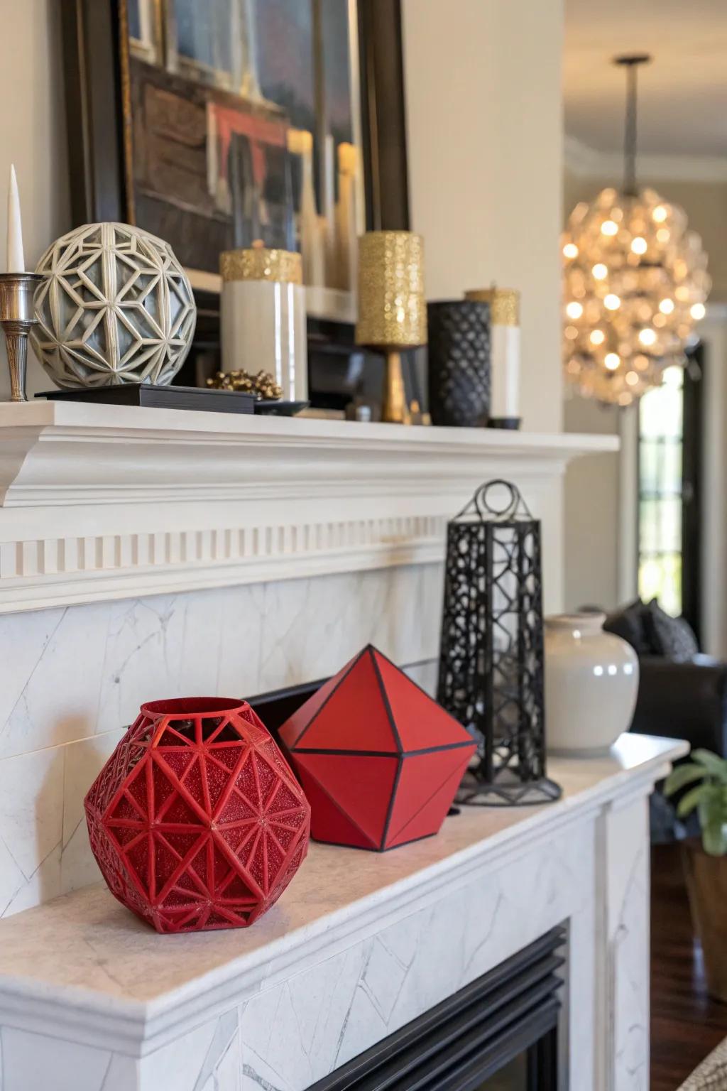 Geometric shapes can transform your mantel into a modern art piece.