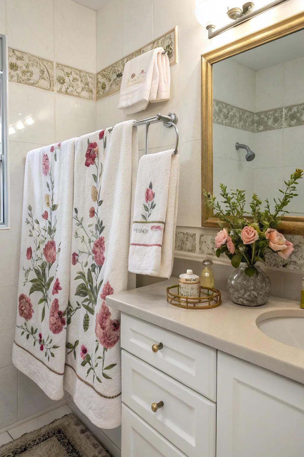 Floral touches introduce softness and sophistication.