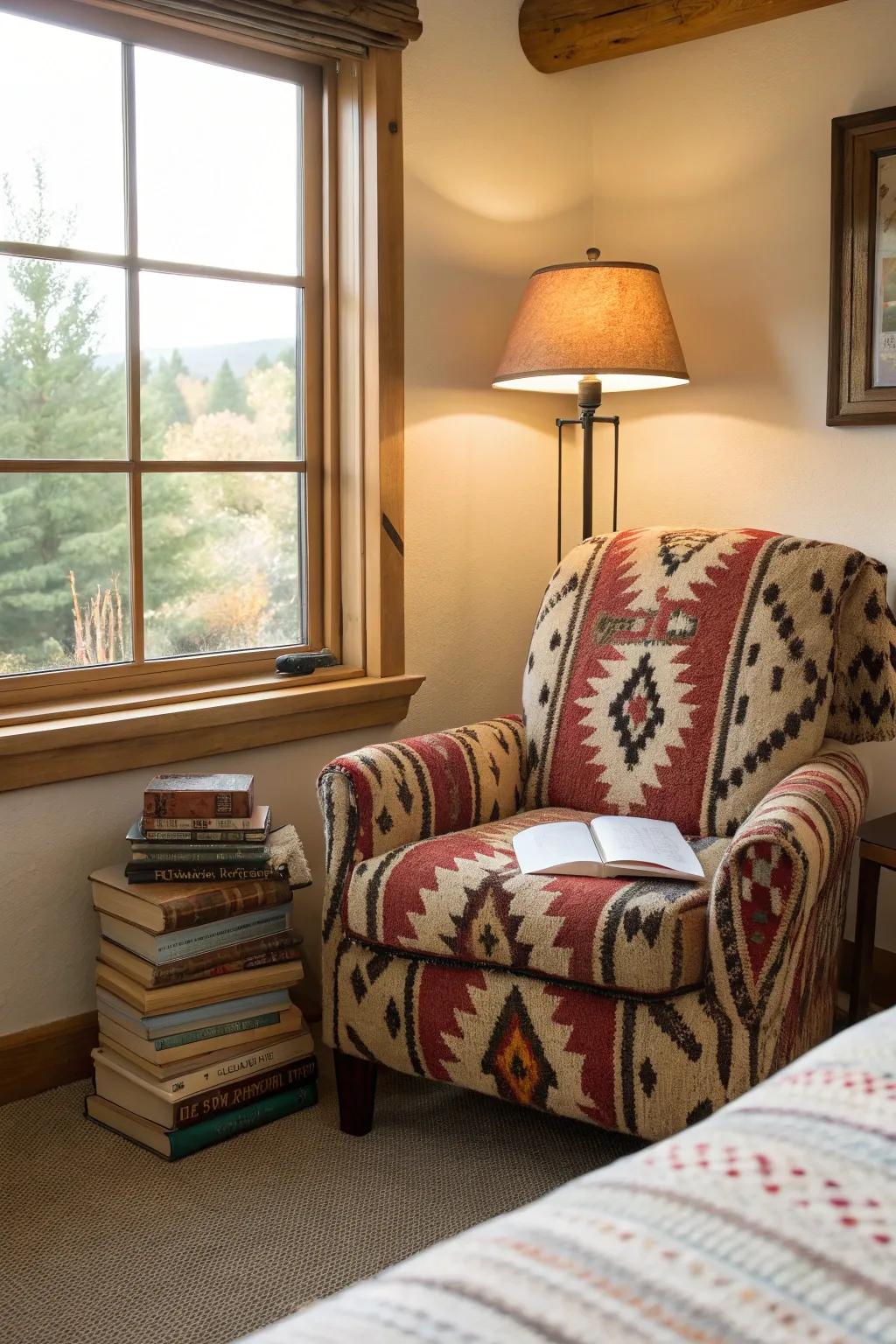 A comfortable reading nook incorporates comfort and appeal.
