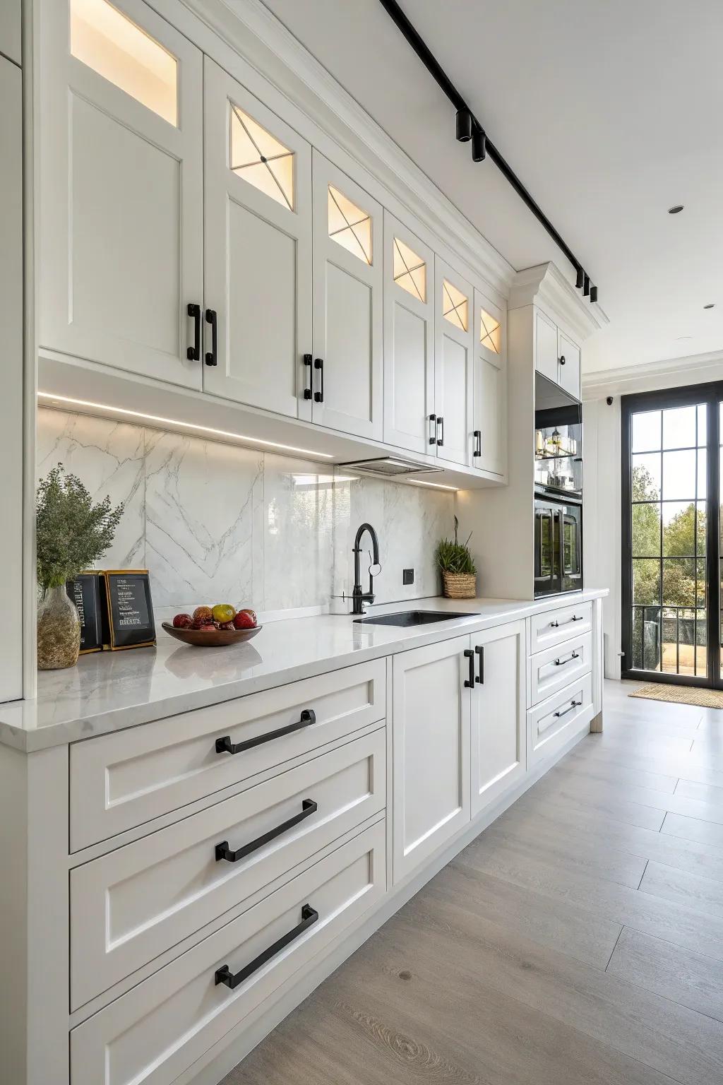 Contrasting hardware adds a touch of sophistication.