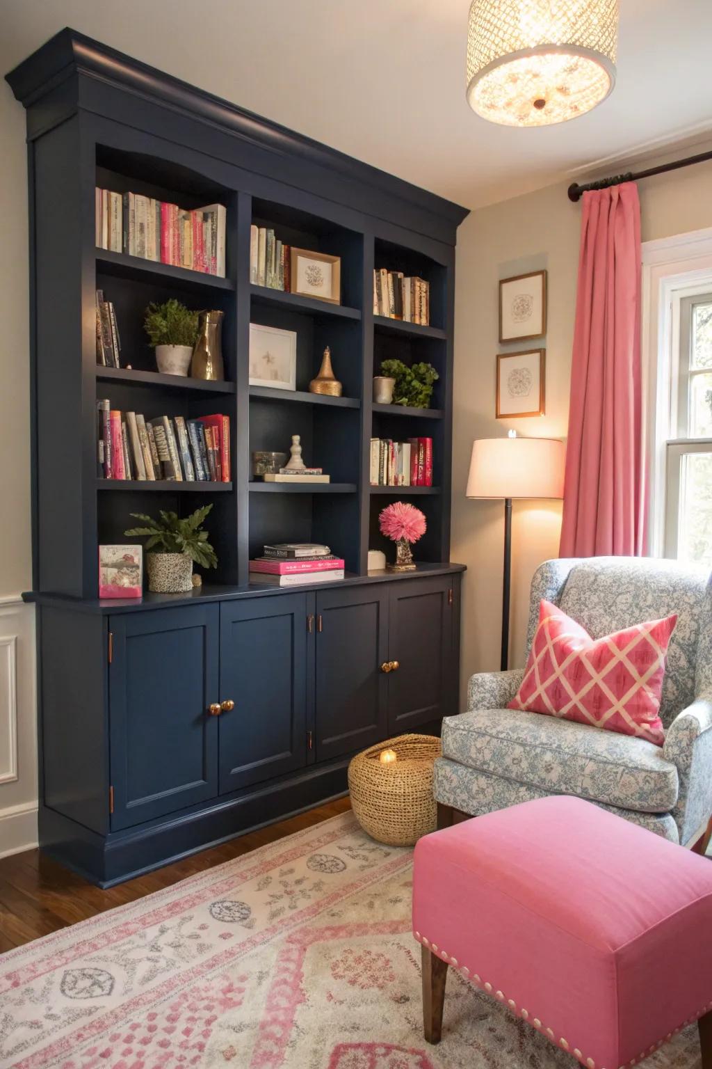 Marine bookshelves blend function with design.