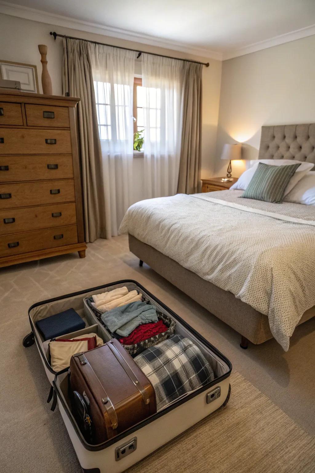 Traveling cases are capable of stowing out-of-season garments tidily.