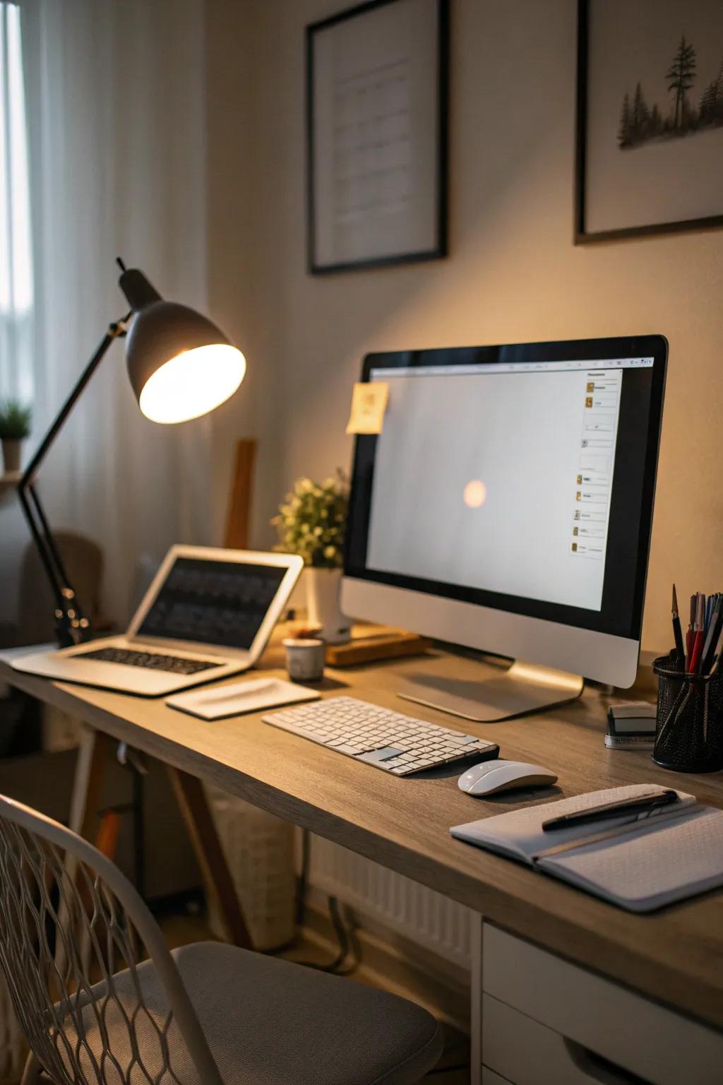 Offset lighting enhances visual comfort and reduces eye strain.