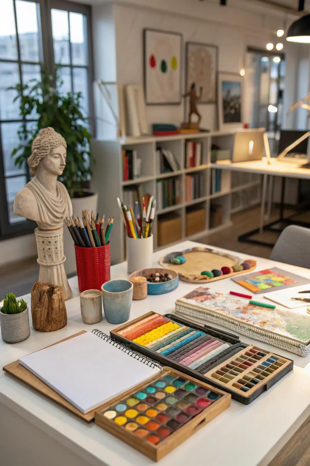 A creative artistic corner for artistic expression.