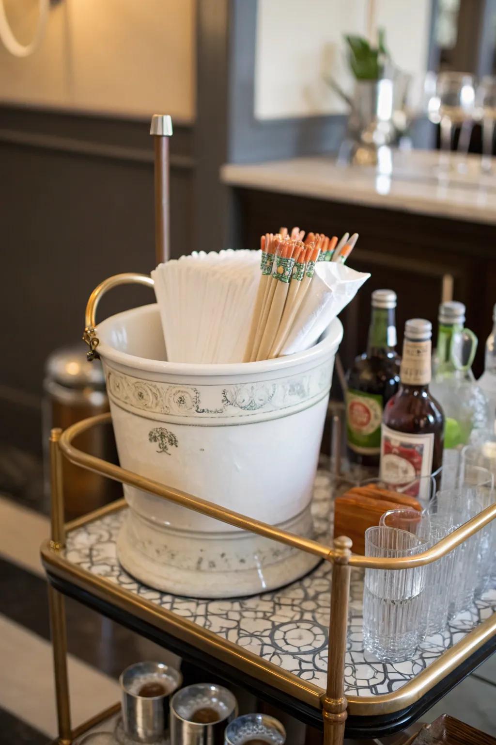 Introduce an element of sophistication to your wet bar through earthenware.