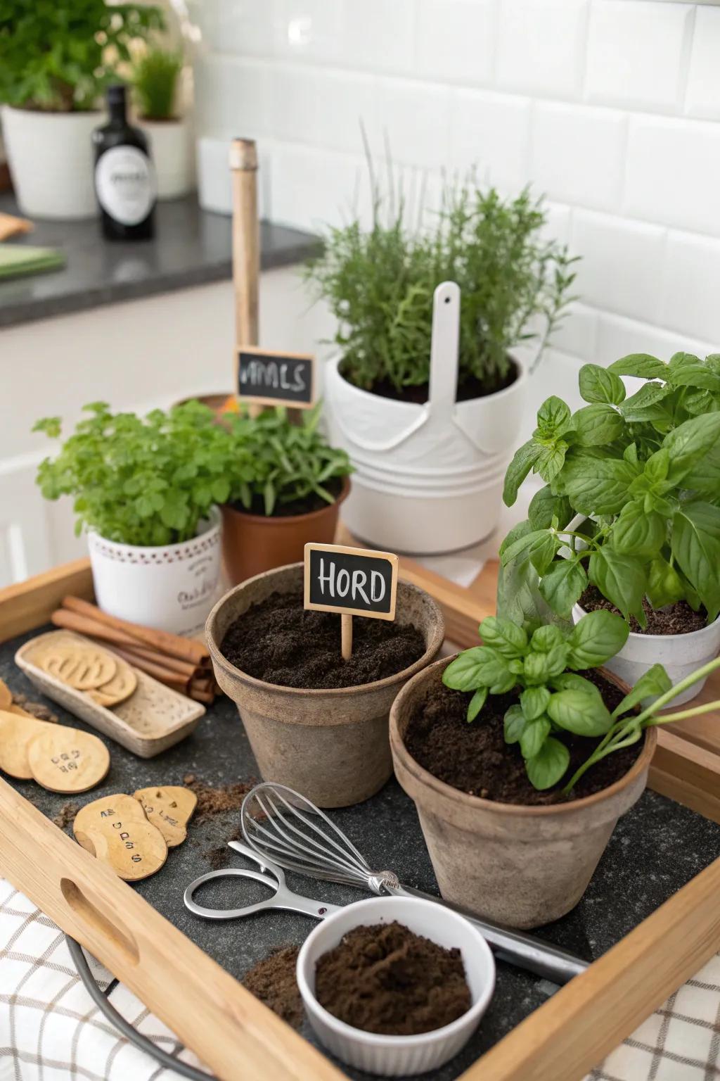 A Do-It-Yourself herb center offers attendees a fragrant, lasting memory.