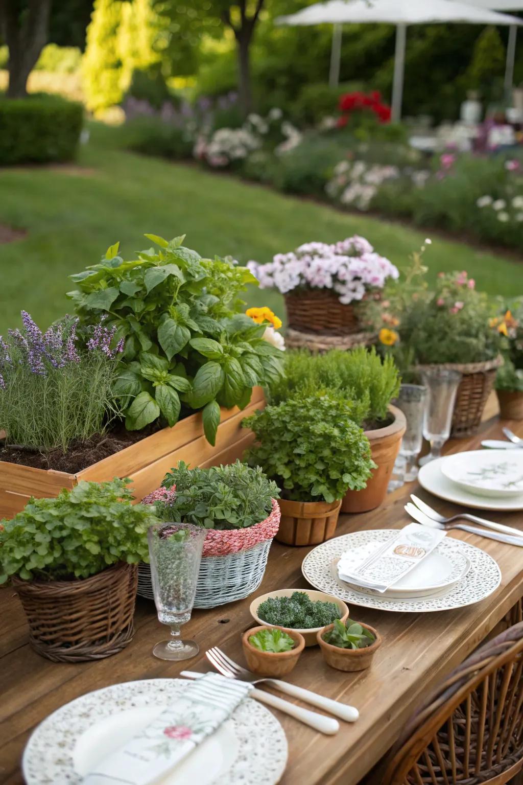 An herbaceous garden buffet transports fresh flavors onto the table.