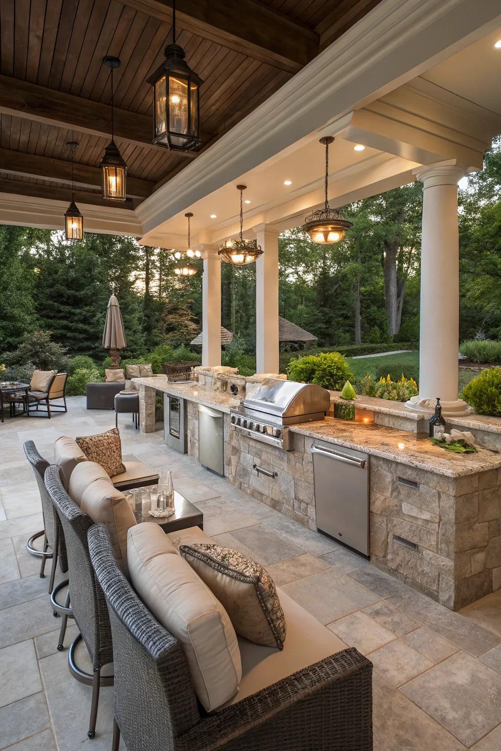 High-end elements transform your outdoor kitchen bar into a luxurious sanctuary for all time.