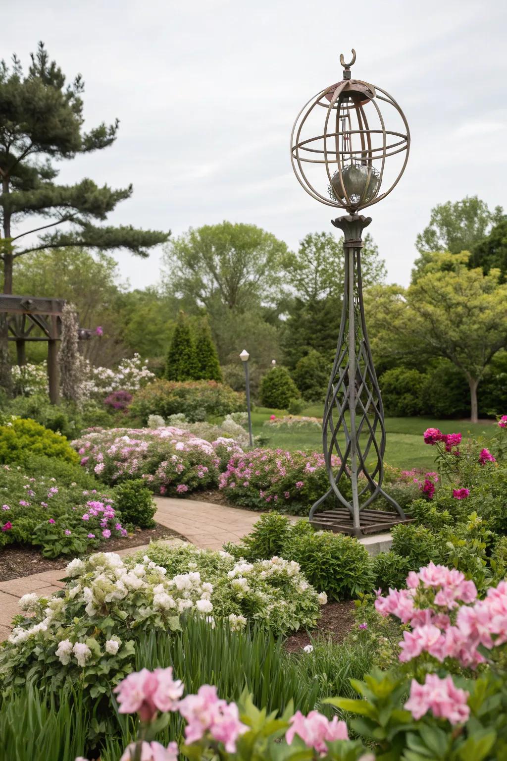 Artistic statuary imparts persona and intrigue to exterior expanses.