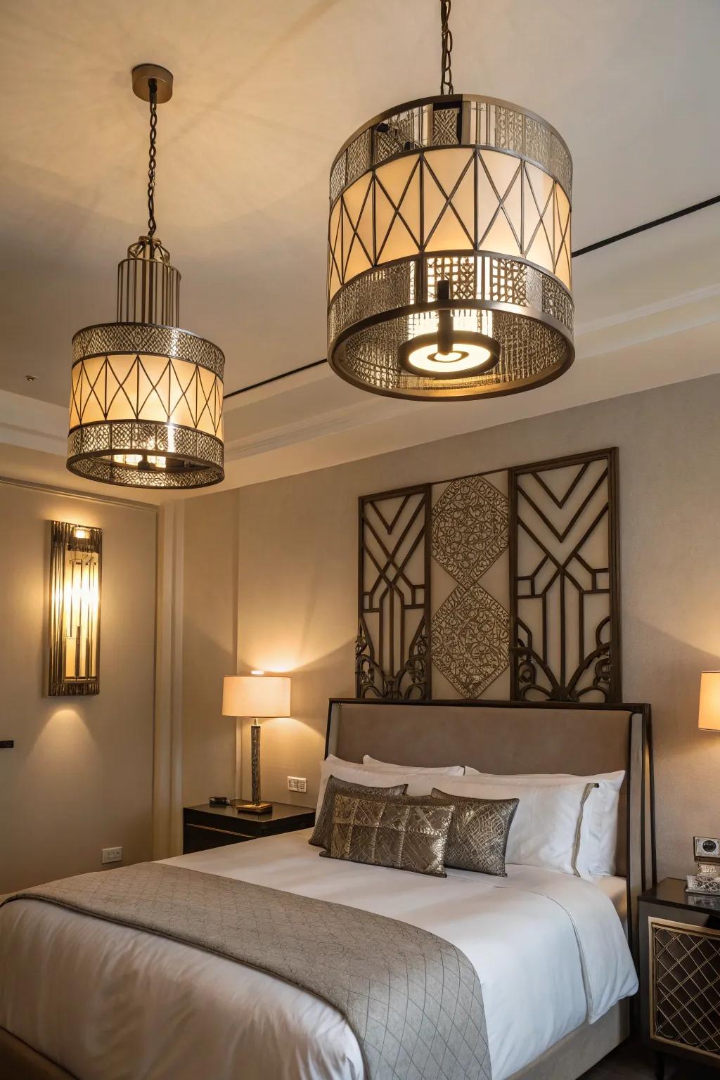 Art Deco lights introduce lavish sophistication.