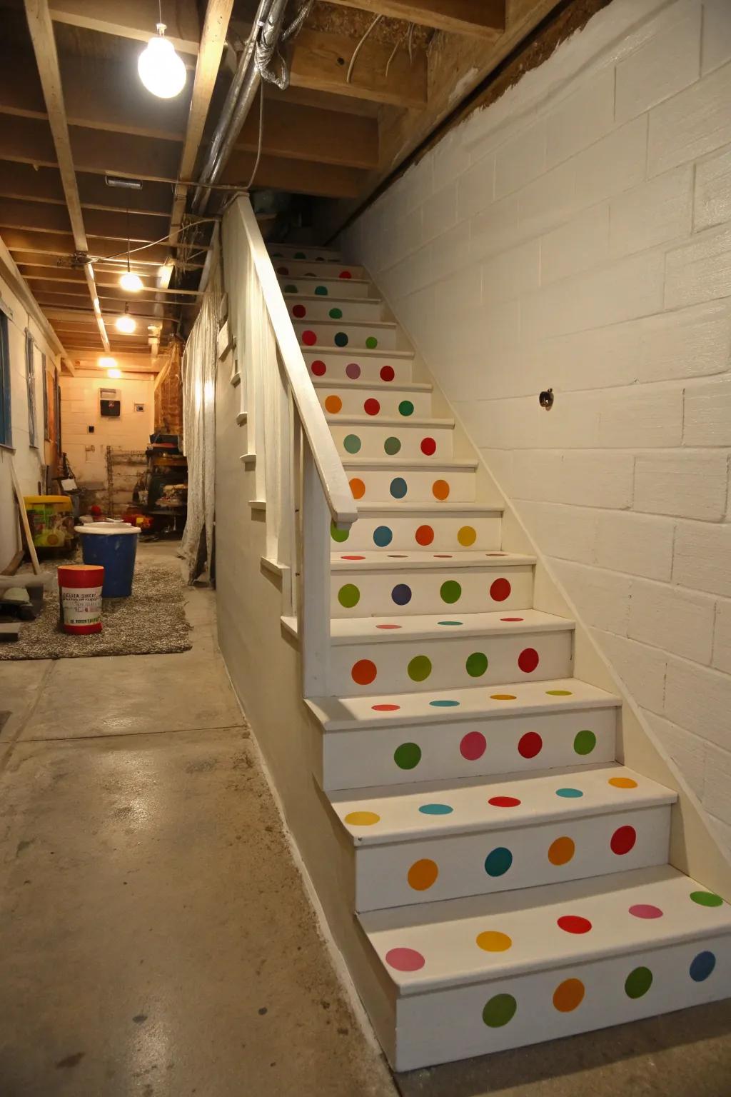 Introduce joy with quirky circles on your stairs.