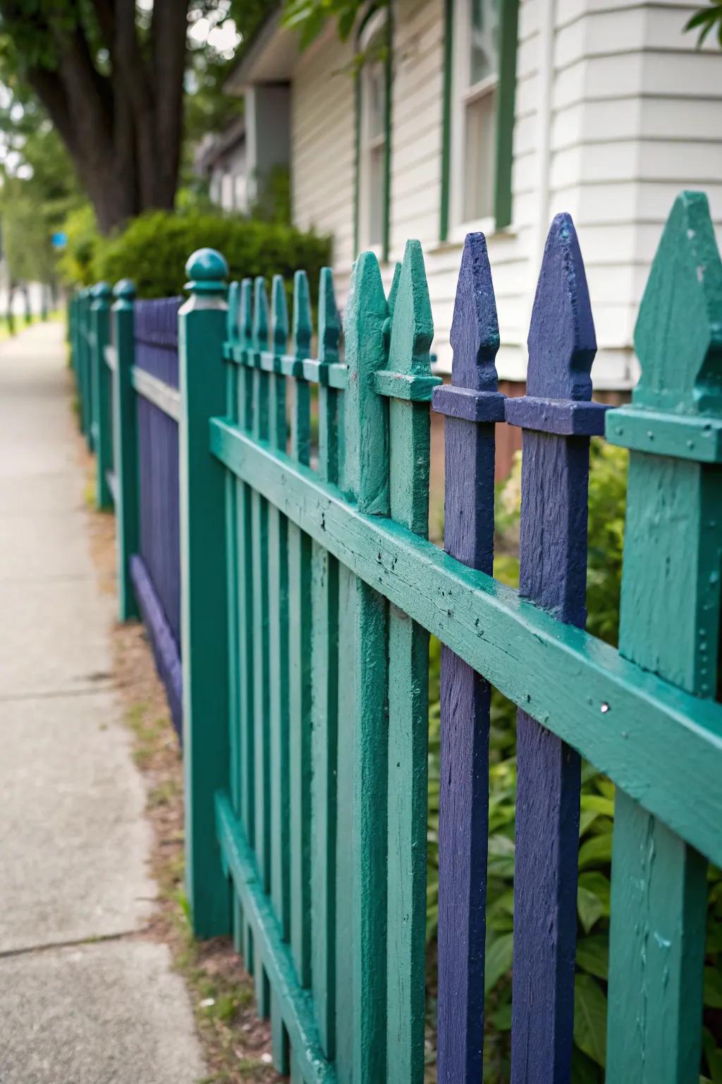 A sumptuous picket fence in distinctive gem hues.