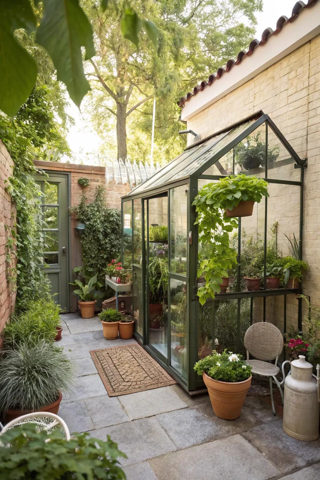 A miniature hothouse is superb for cultivating flora on a small patio.