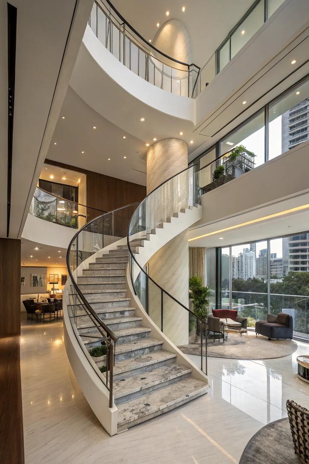Round staircases serve a purpose and are beautiful.